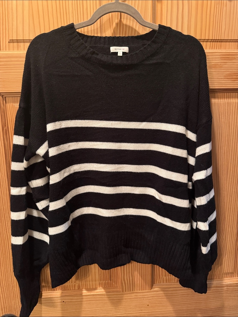 Better Be Black and White Striped Crew Sweater
